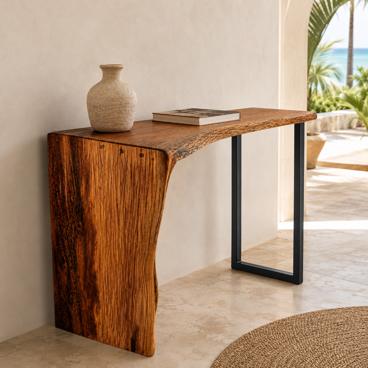 Sculptural Live-Edge Console Table
