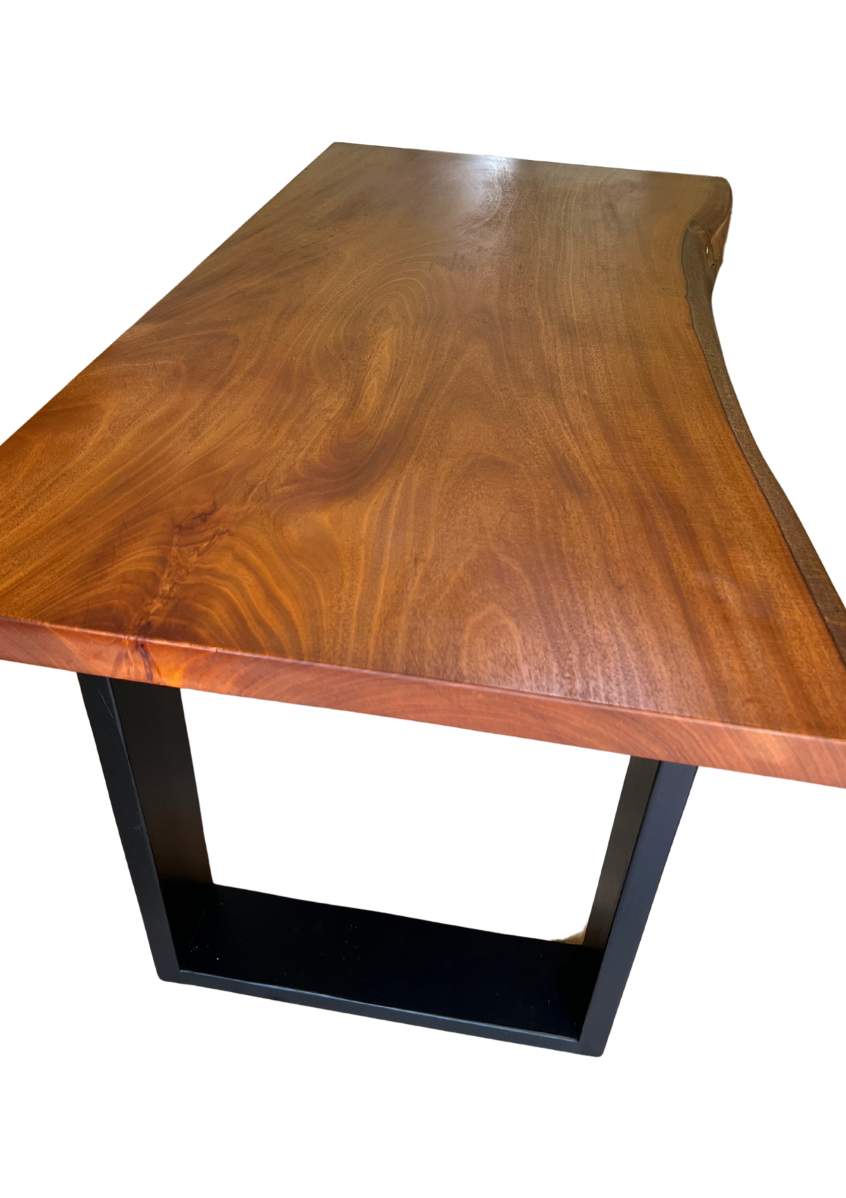 Edge - Live Edge Mahogany Desk with Modern Mock Steel Base