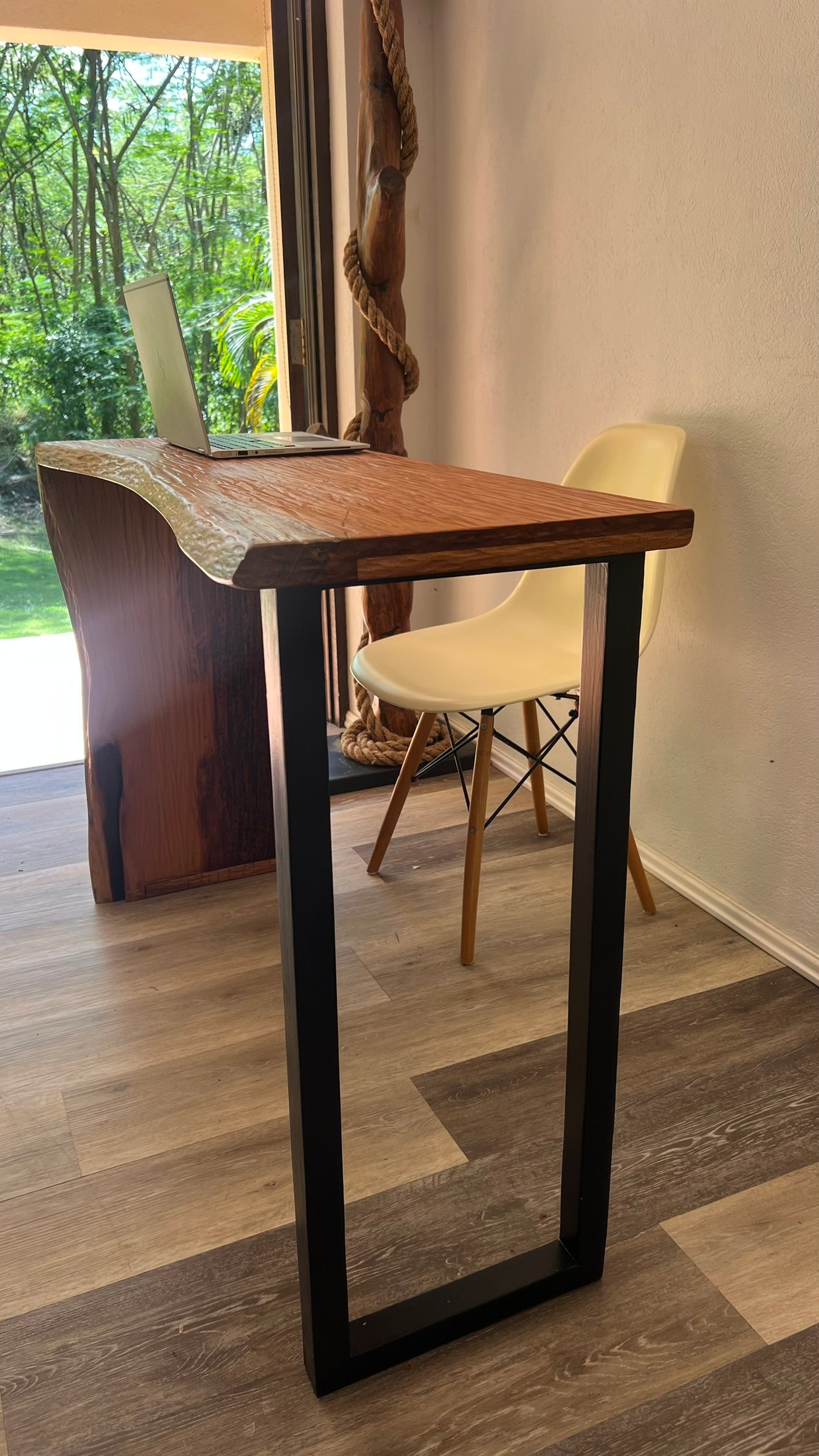 Handmade Distressed Mahogany Waterfall Console |Desk