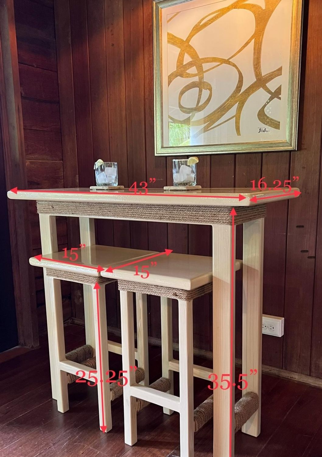 Handmade Bar Table and Stool Set