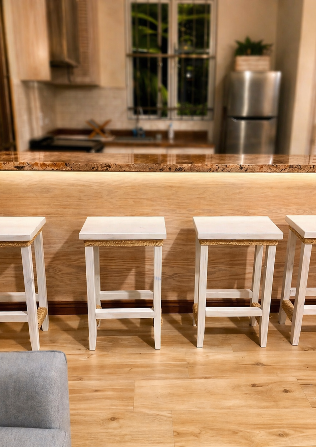 Custom White Washed Bar Stools