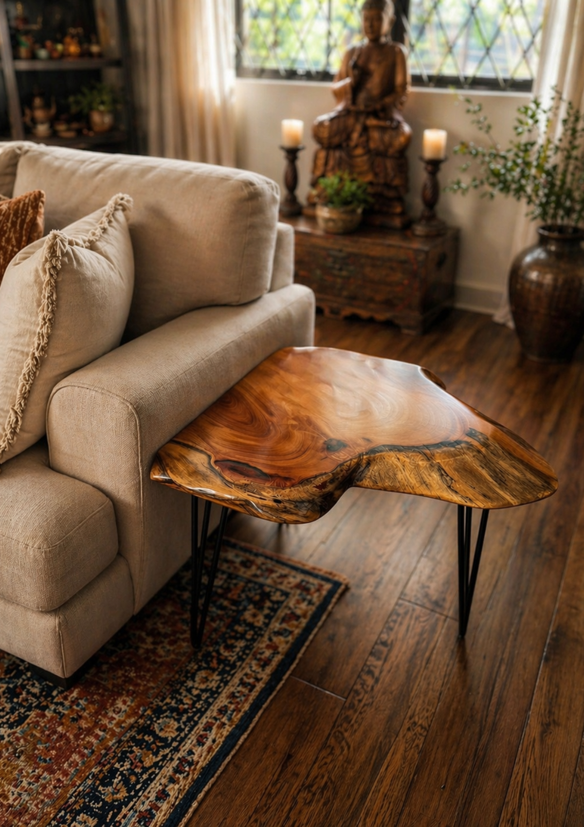 Live Edge Barbados Mahogany End Table