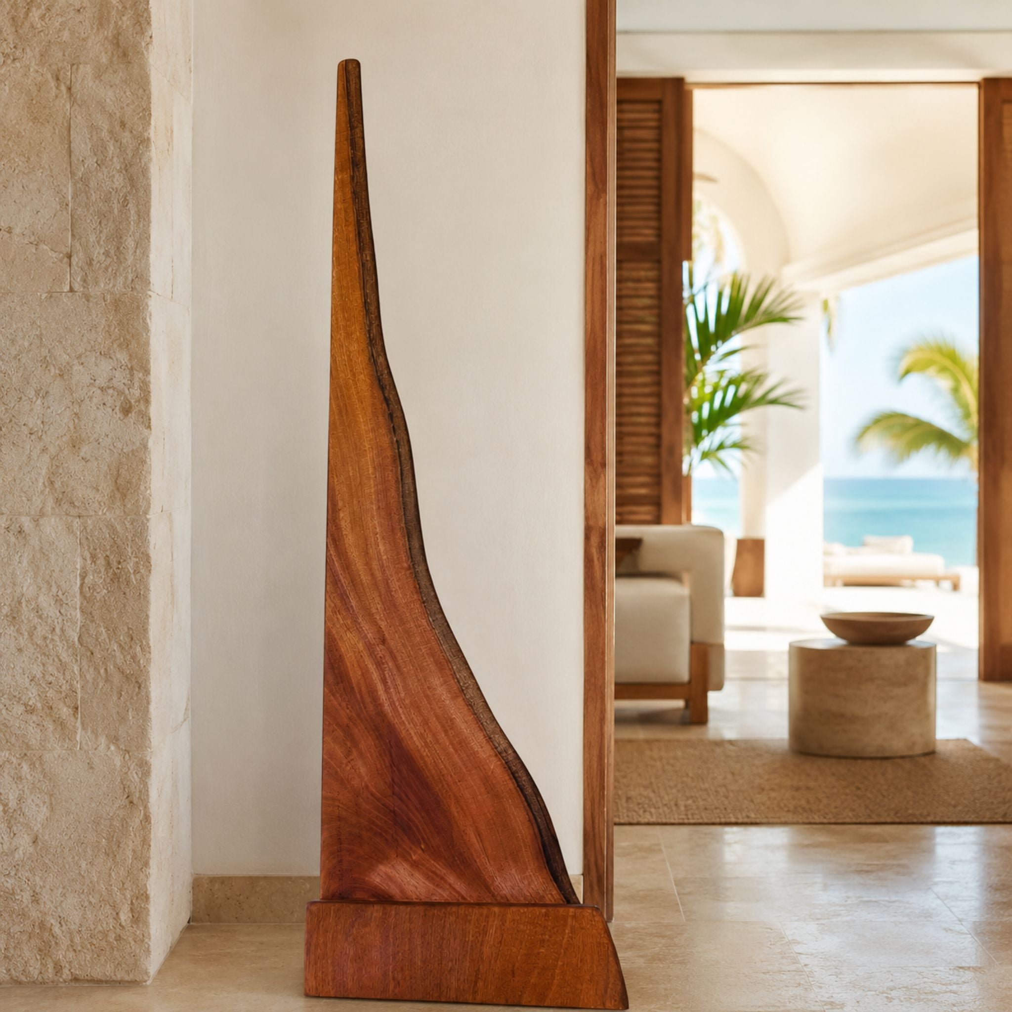 Sculptural Mahogany Floor Lamp