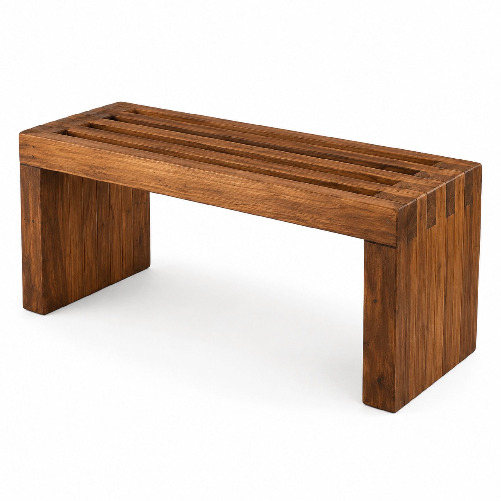 Slatted Wood Bench