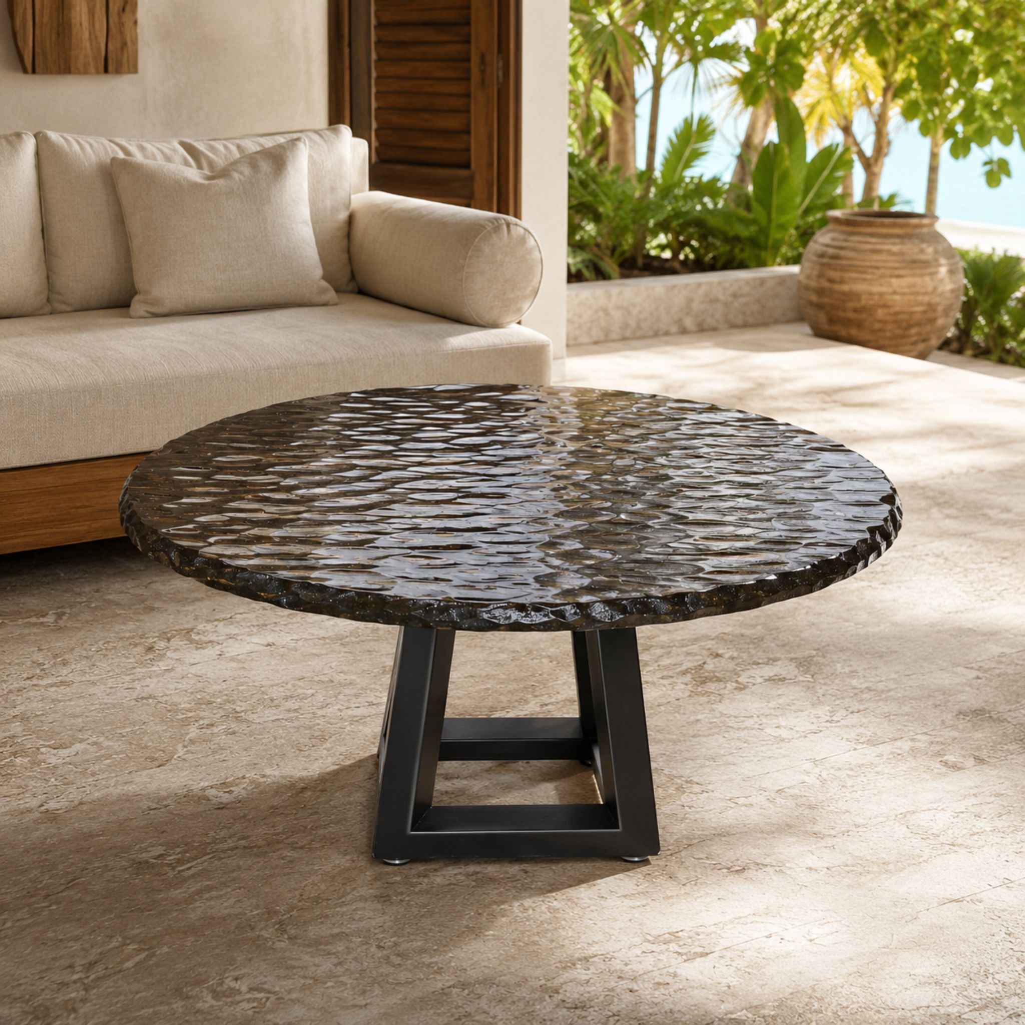 Textured Round Coffee Table