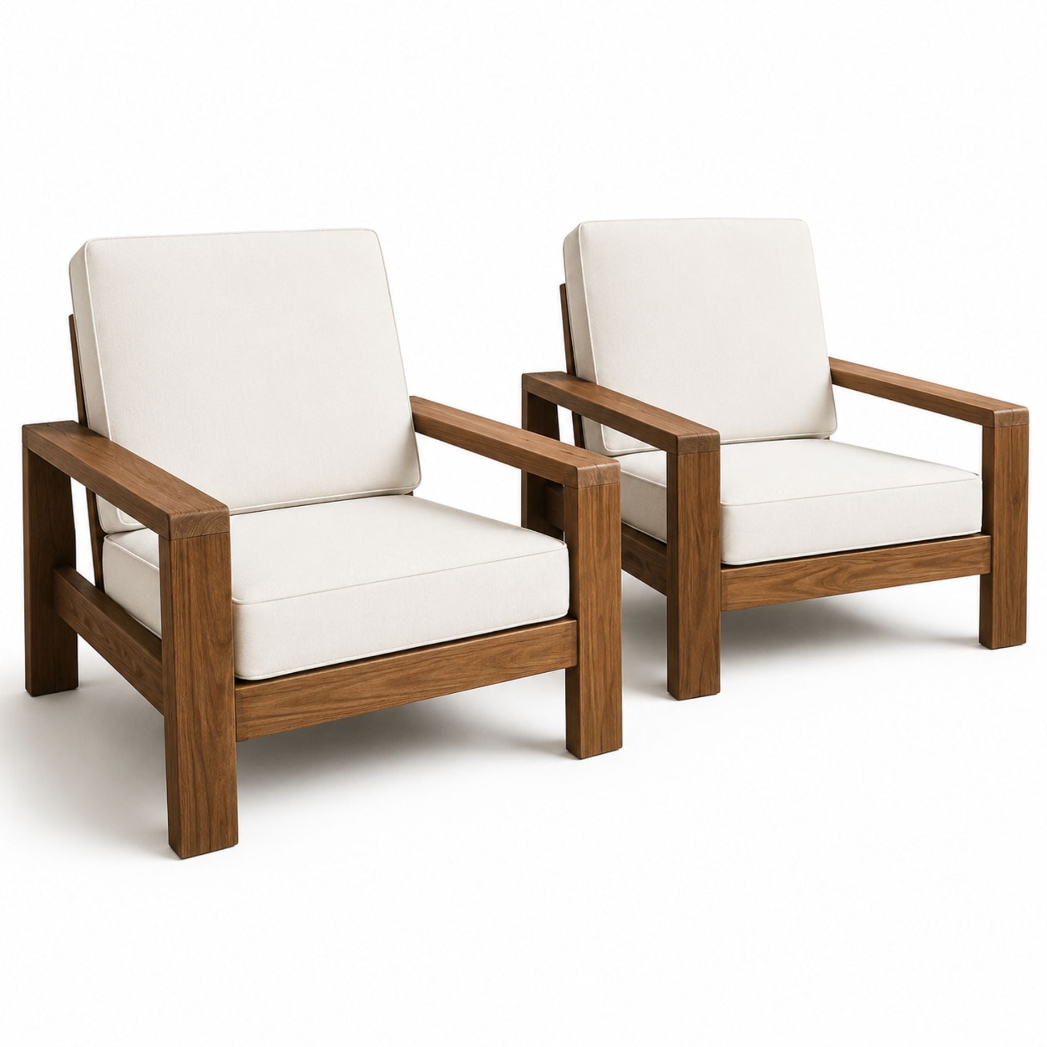 Outdoor Lounge Chairs with White Cushions