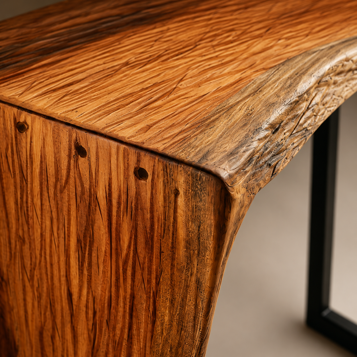 Sculptural Live-Edge Console Table