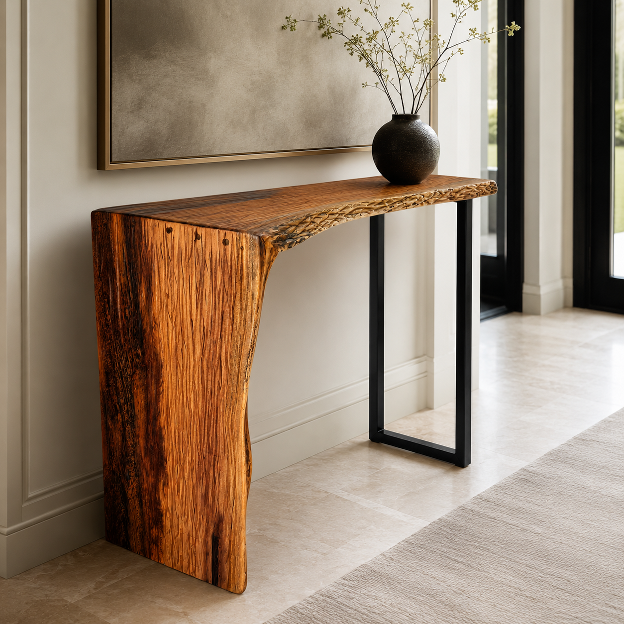 Sculptural Live-Edge Console Table