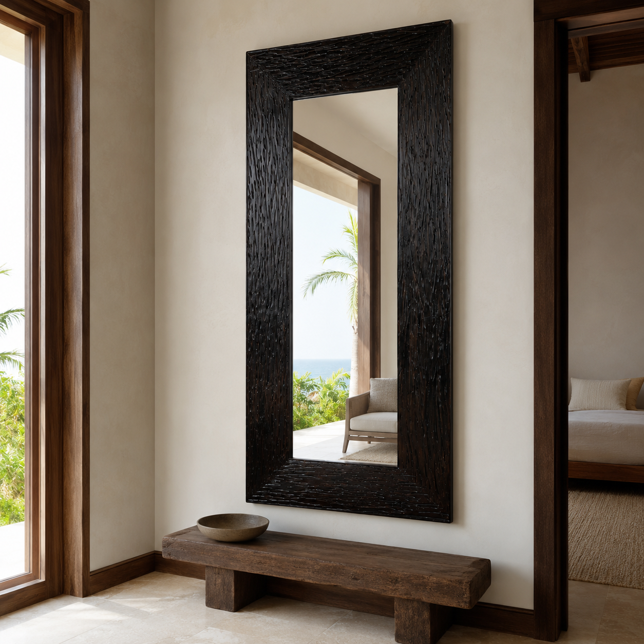 Ebony Textured Full-Length Backlit Mirror