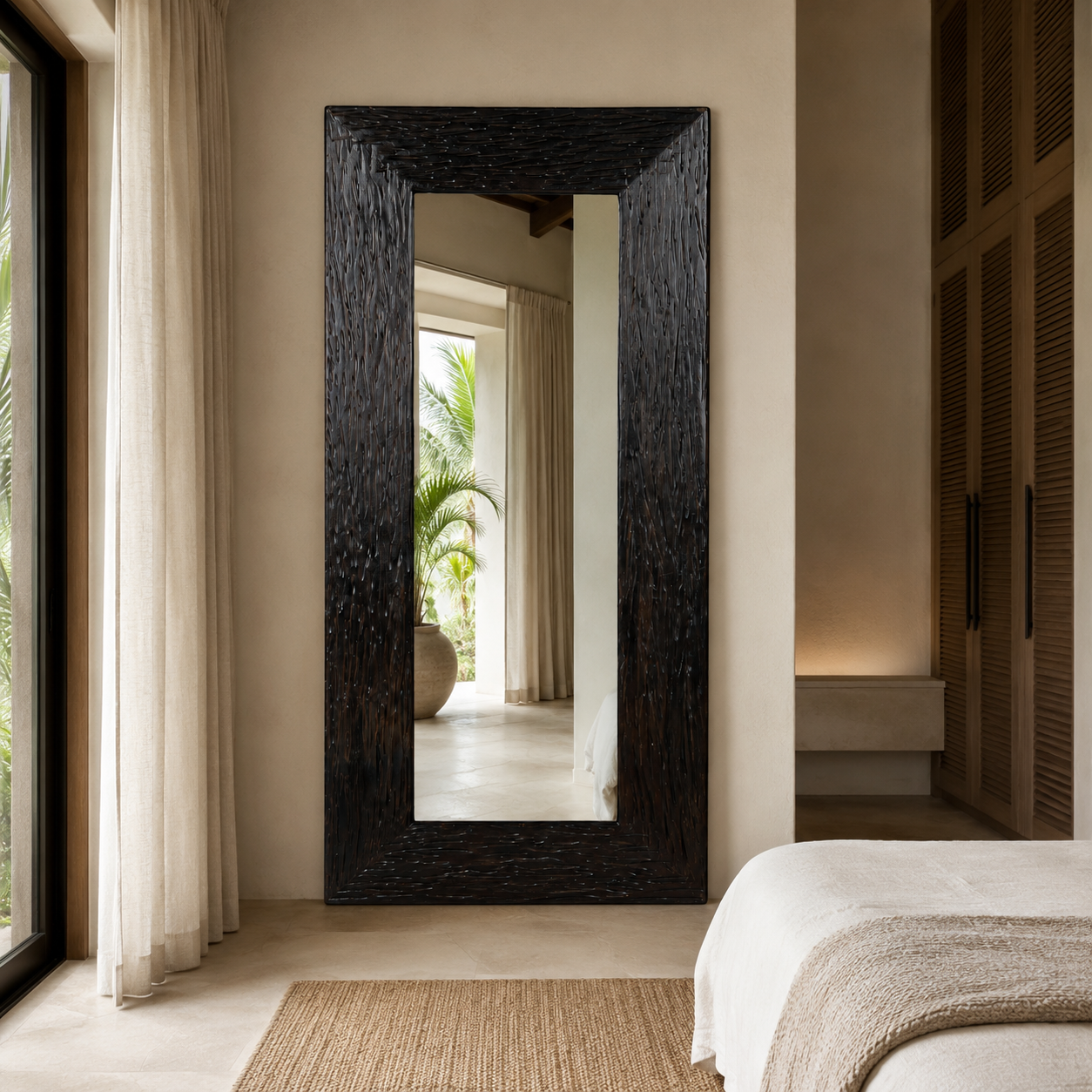 Ebony Textured Full-Length Backlit Mirror