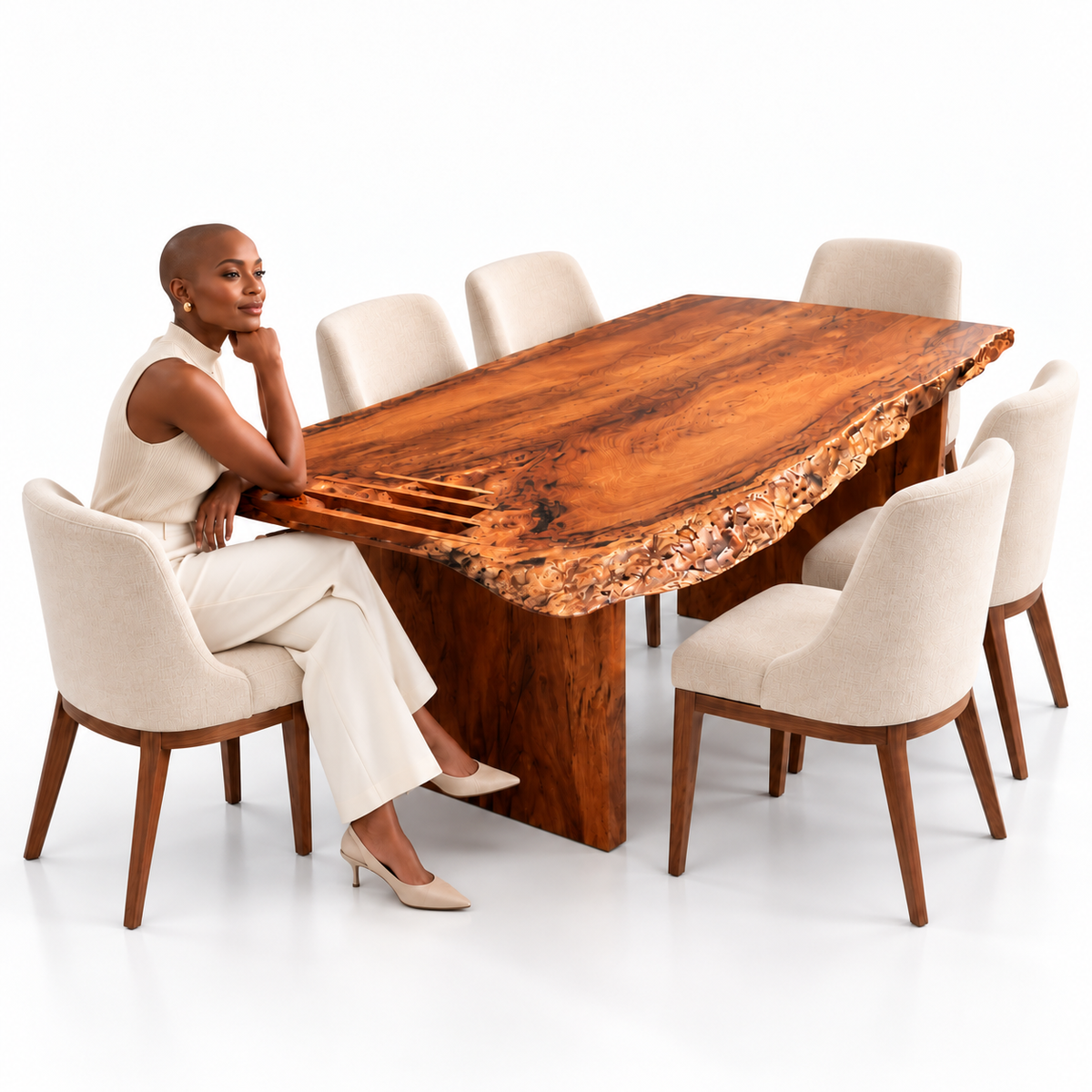 Commune |  Cathedral Grain Burl Mahogany Dining Table