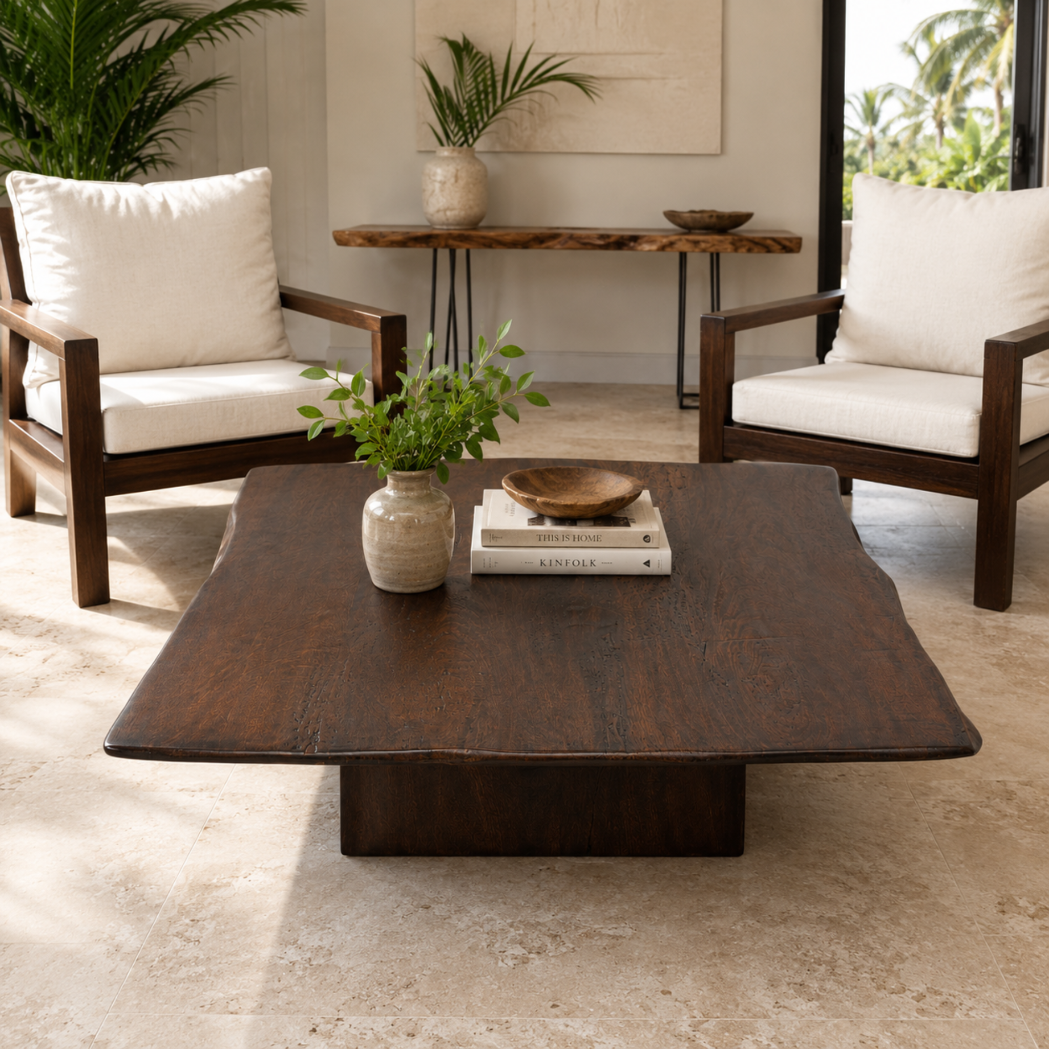 Grace Live Edge Mahogany & Resin Coffee Table