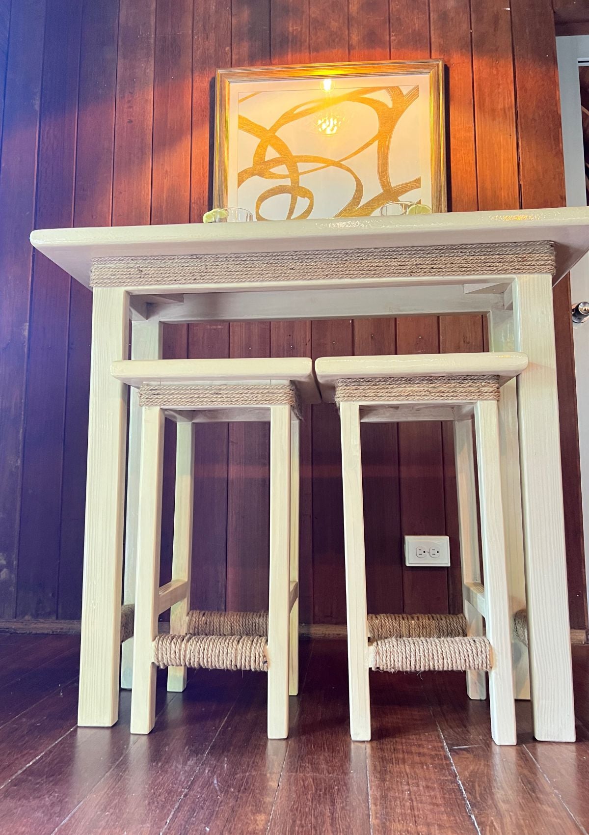 Handmade Bar Table and Stool Set