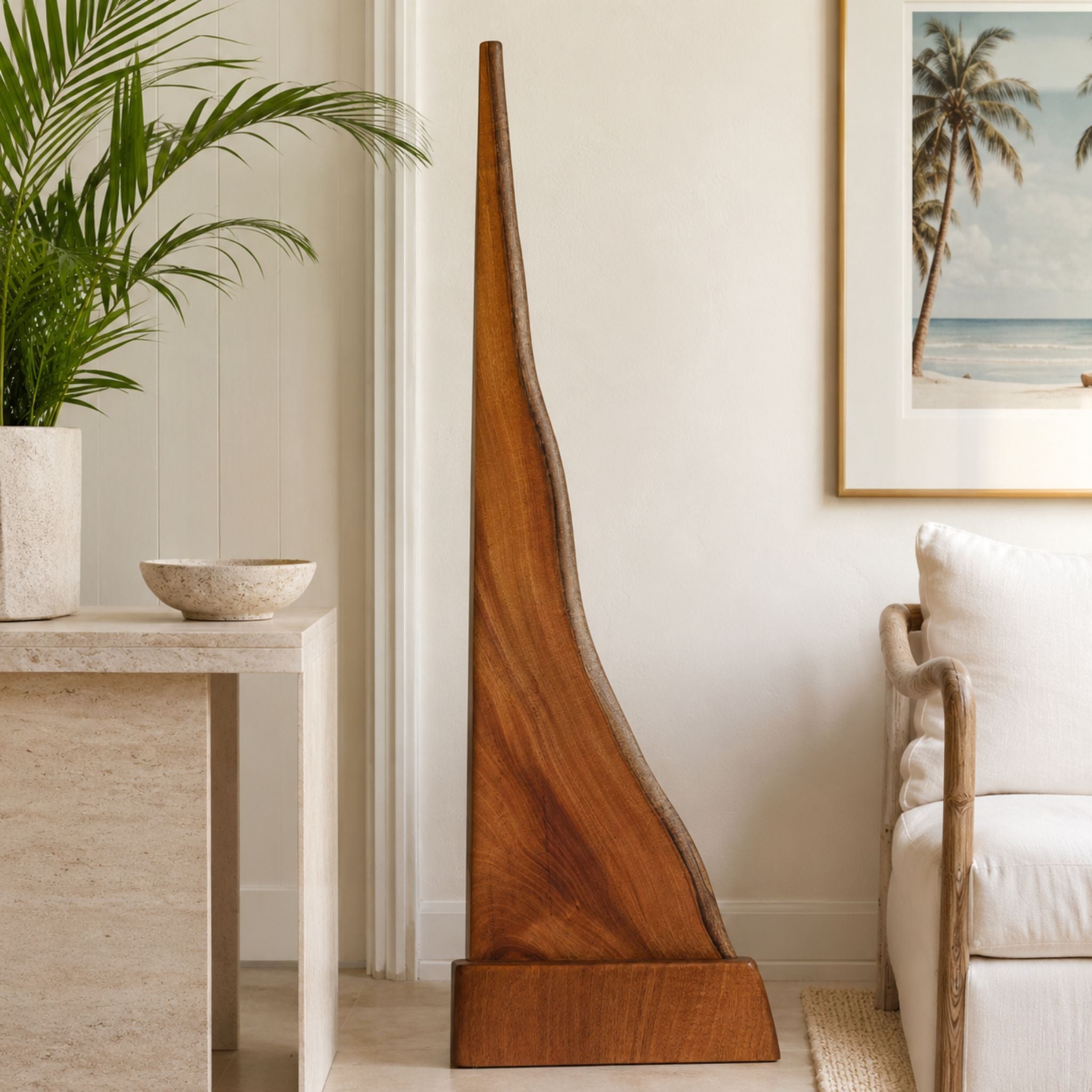 Sculptural Mahogany Floor Lamp