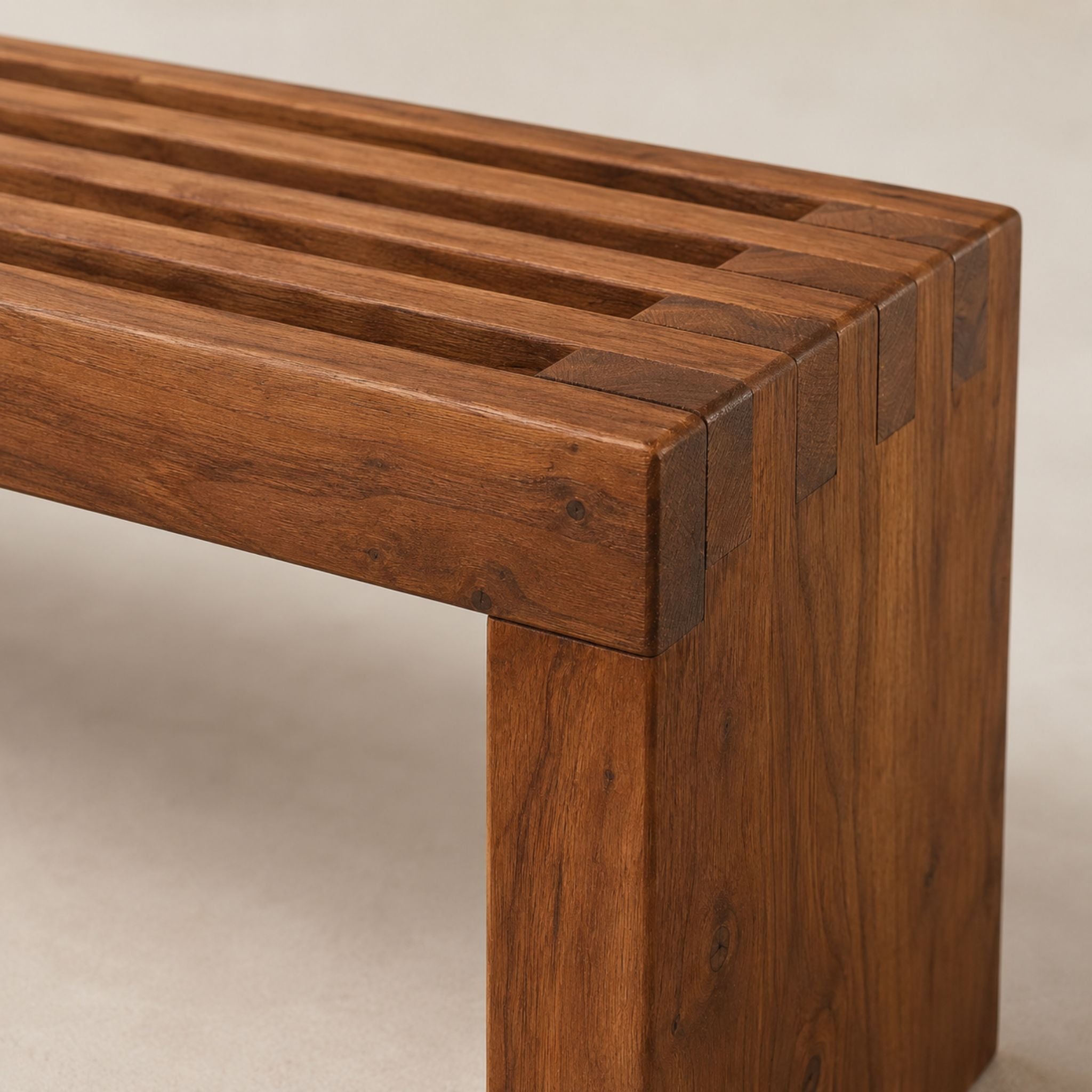 Slatted Wood Bench