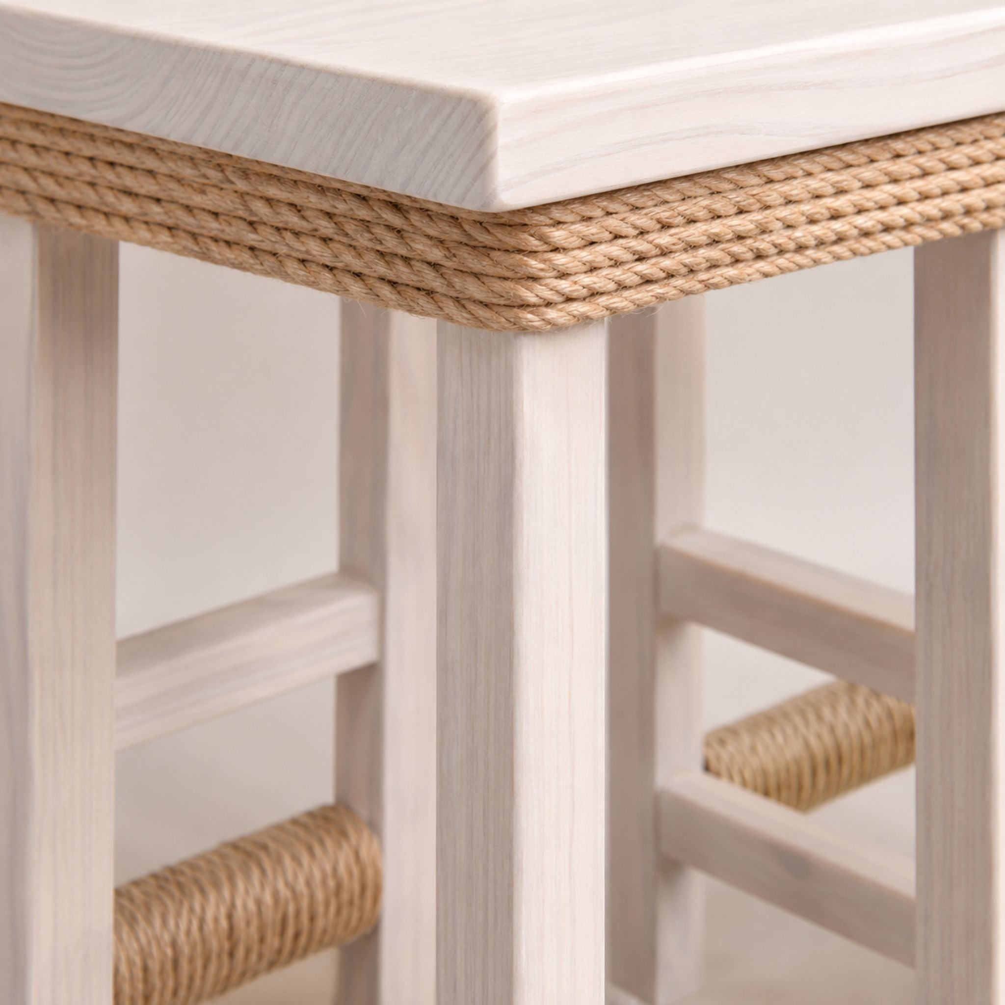 Whitewashed Rope Detail Bar Stools